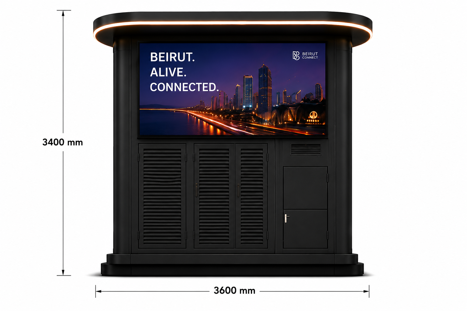 Rear concept view for the outdoor smart urban hub concept display layout