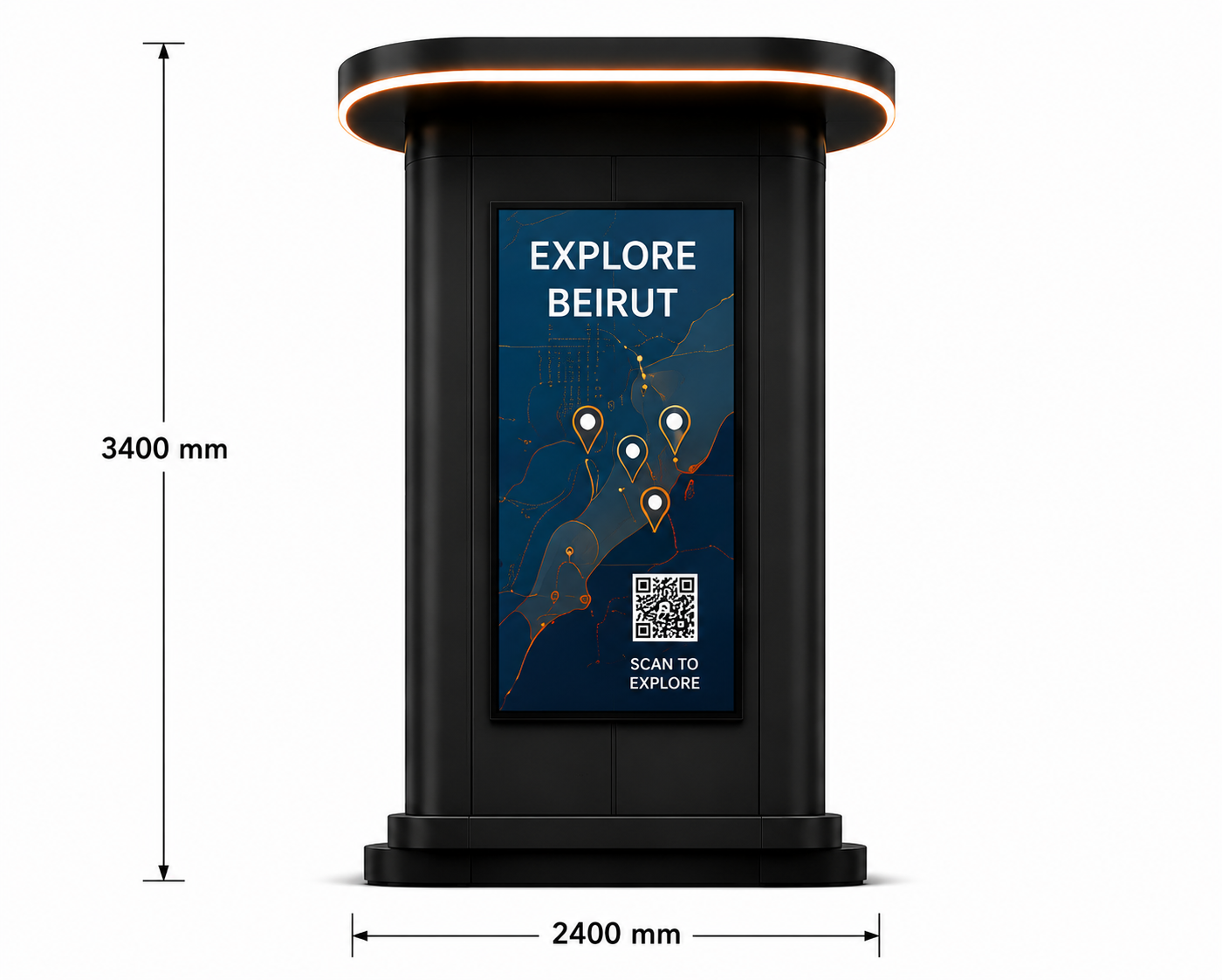 Right-side concept view for the outdoor smart urban hub concept display layout